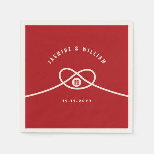 Red Knot Union Double Happiness Chinese Wedding Paper Napkins