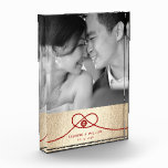 Red Knot Union Double Happiness Chinese Wedding Photo Block<br><div class="desc">Modern minimalist double happiness knot of union, love and marriage in red and gold. The double happiness is a classic and auspicious symbol used in all chinese, oriental and asian weddings. Designed by fat*fa*tin. Easy to customize with your own text, photo or image. For custom requests, please contact fat*fa*tin directly....</div>