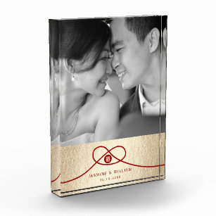 Red Knot Union Double Happiness Chinese Wedding Photo Block