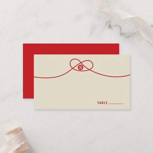 Customizable Red Knot + Double Xi Custom Table / Place Card / Business Card