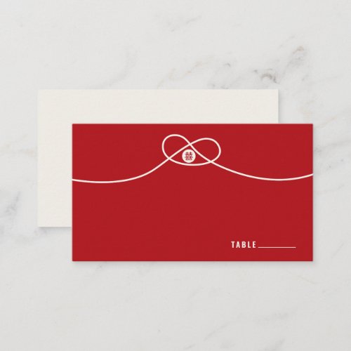 Red Knot Union Double Happiness Chinese Wedding Place Card