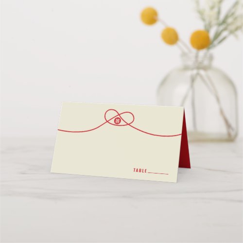 Red Knot Union Double Happiness Chinese Wedding Place Card