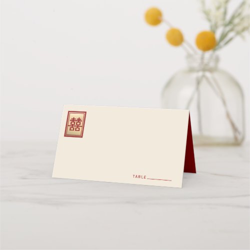 Red Knot Union Double Happiness Chinese Wedding Place Card