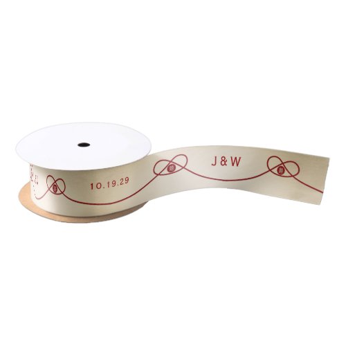 Red Knot Union Double Happiness Chinese Wedding Satin Ribbon
