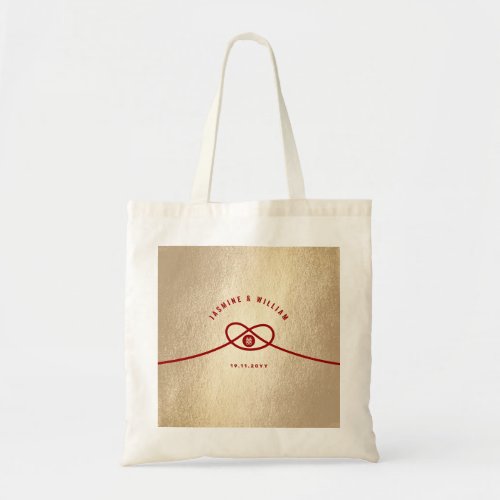 Red Knot Union Double Happiness Chinese Wedding Tote Bag