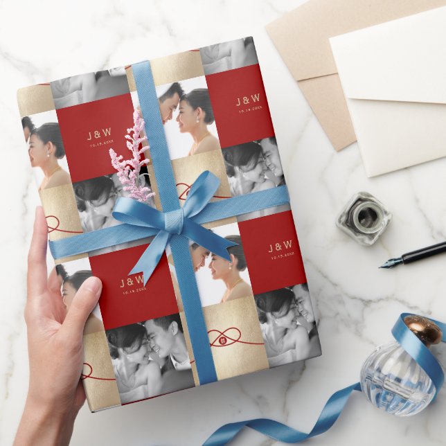 Red Knot Union Double Happiness Chinese Wedding Wrapping Paper (Gifting)