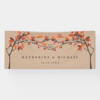 Red Knotted Love Trees On Kraft Autumn Wedding Banner by fatfatin_box at Zazzle