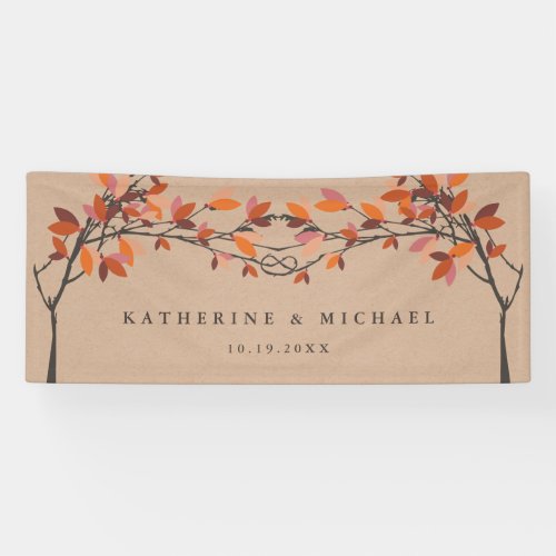 Red Knotted Love Trees On Kraft Autumn Wedding Banner