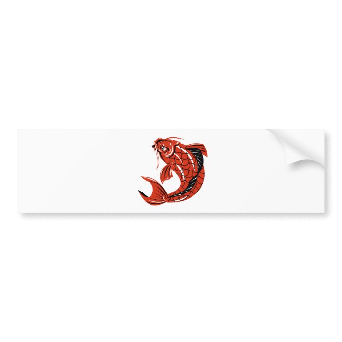 red Koi carp fish jumping Bumper Sticker