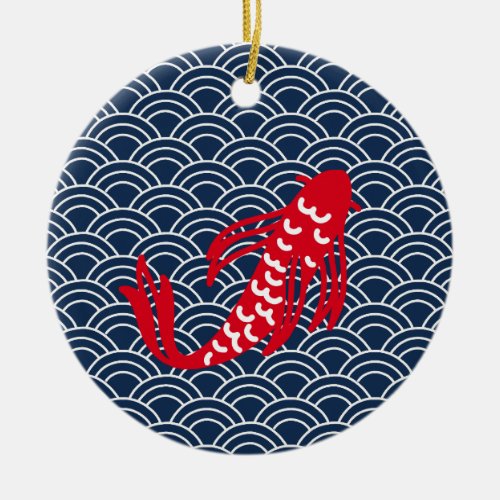 Red Koi Fish Ceramic Ornament
