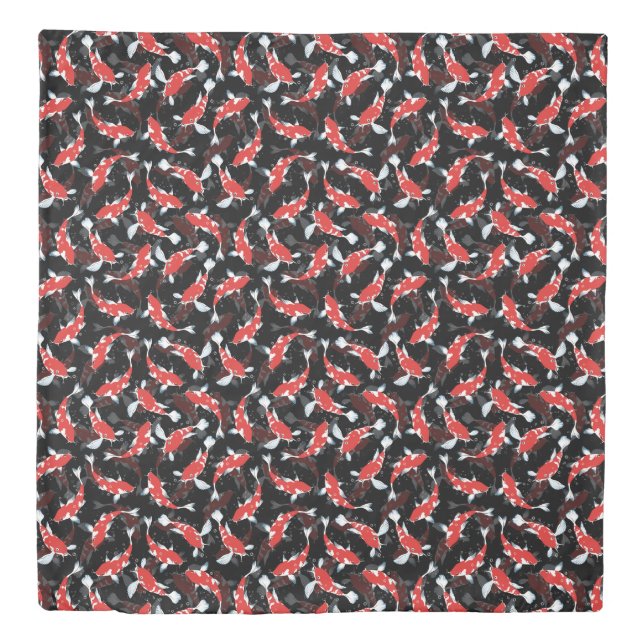 Red Koi Fish Pattern Duvet Cover (Front)