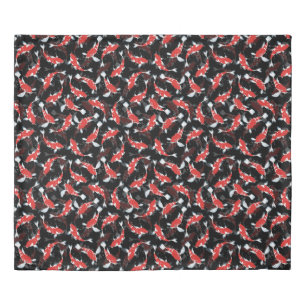 Red Koi Fish Pattern Duvet Cover