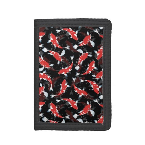 Red Koi Fish Pattern Trifold Wallet