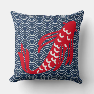 Red Koi Fish Throw Pillow