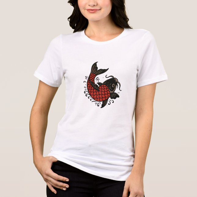 Red Koi T-Shirt Tri-Blend Shirt (Front)