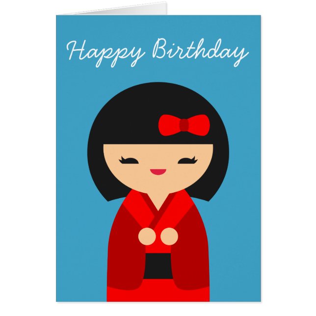 Red Kokeshi Japanese dolls Cards (Front)