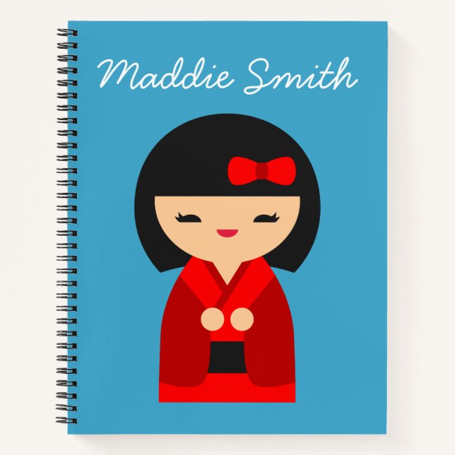 Red Kokeshi Japanese dolls Notebook (Front)