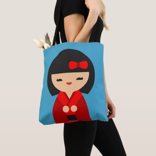 Red Kokeshi Japanese dolls Tote Bag