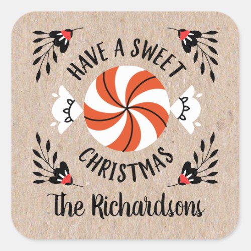Red Kraft Christmas Peppermint Candy Gift Tags