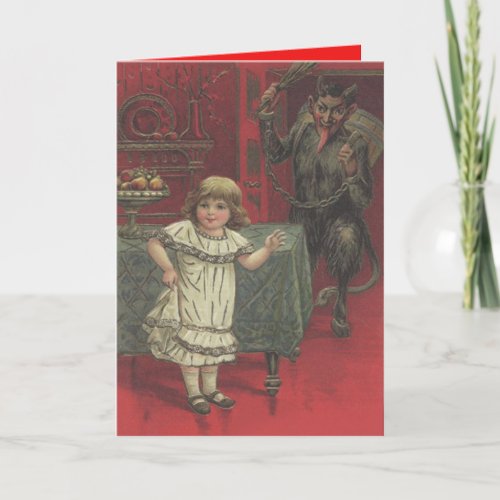 Red Krampus Girl Dining Room Switch Holiday Card
