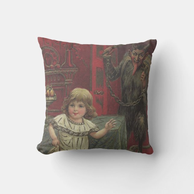 Red Krampus Girl Dining Room Switch Throw Pillow (Front)