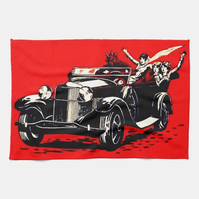 Red Krampus Kidnapping Women Car Kitchen Towel (Horizontal)
