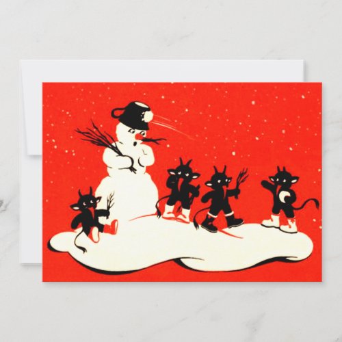 Red Krampus Snowball Fight Snowman