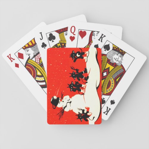 Red Krampus Snowball Fight Snowman Switch Poker Cards