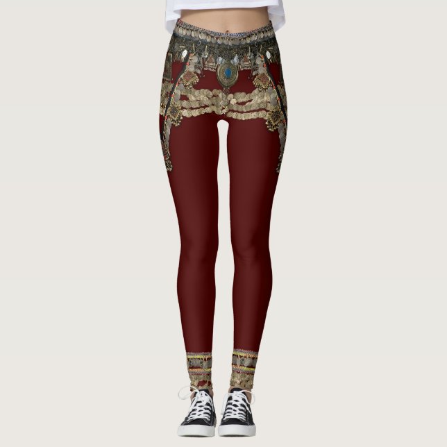 Red Kuchi Tribal Leggings (Front)