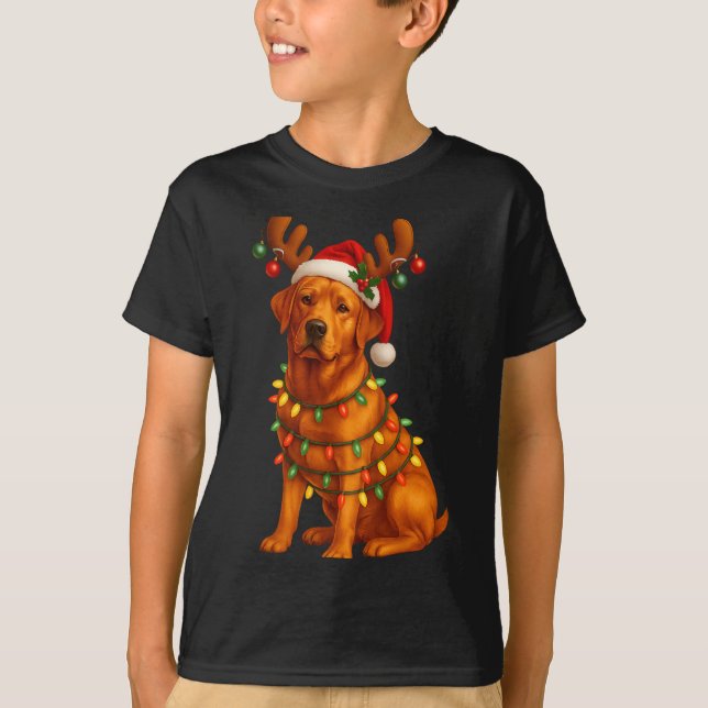 Red Lab Christmas Tree Light Pajama Labrador Dog L T-Shirt (Front)
