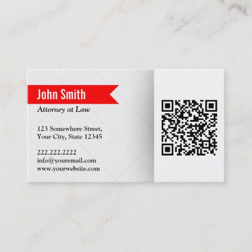 Red Label QR Code Attorney Business Card