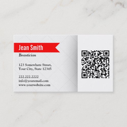 Red Label QR Code Beautician Business Card