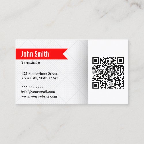 Red Label QR Code Translator Business Card