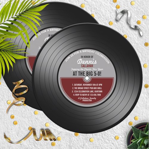 Vinyl Record Birthday Party Invitation