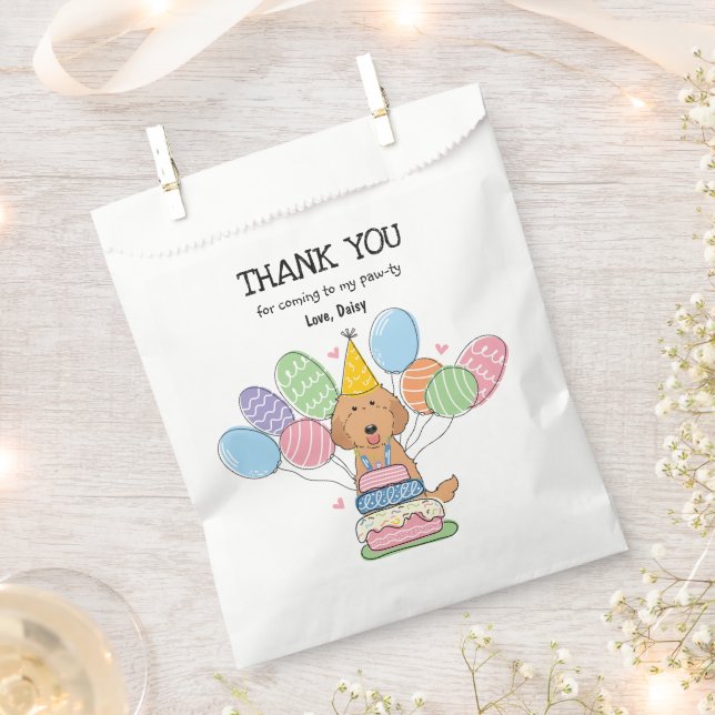 Red Labradoodle Birthday Party Favor Bag (Clipped)