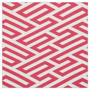 Red Labyrinth Maze Geometric Fabric