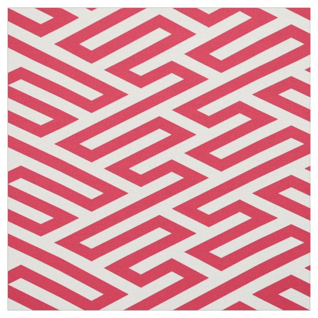 Red Labyrinth Maze Geometric Fabric (Swatch)