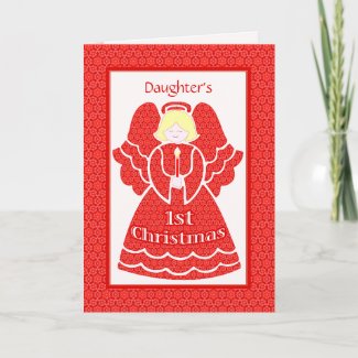 Red Lace 1st Christmas Angel for Daughter