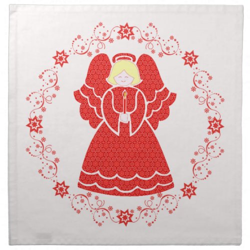 Red Lace Angel Christmas Napkin