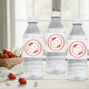 Red Lace Berry First Birthday Water Bottle Label
