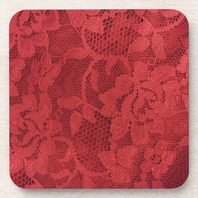 Red Lace Beverage Coaster (Front)