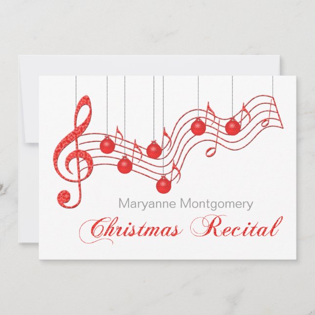 Red Lace Christmas Recital Invitation (Front)