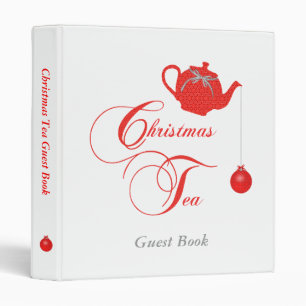Red Lace Christmas Tea Guest Book Binder