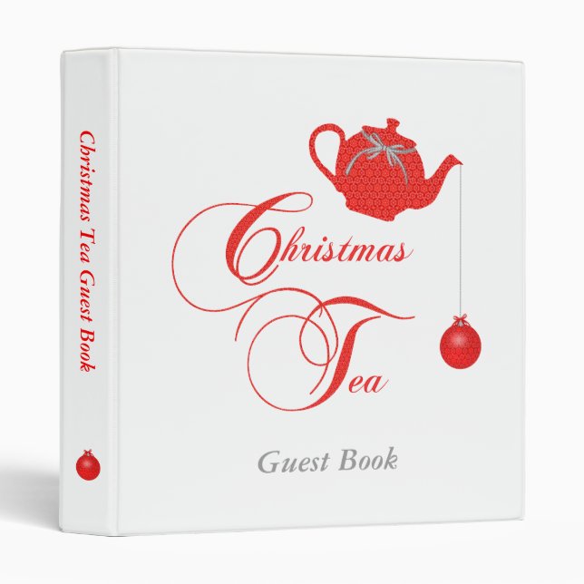 Red Lace Christmas Tea Guest Book Binder (Front/Spine)