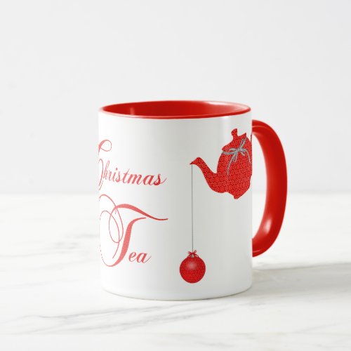 Red Lace Christmas Tea Party Coffee Mug