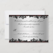 Red Lace Damask & Bow RSVP (Back)