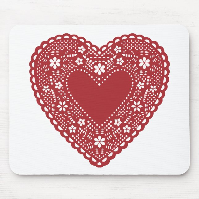 Red Lace Heart Mouse Pad (Front)