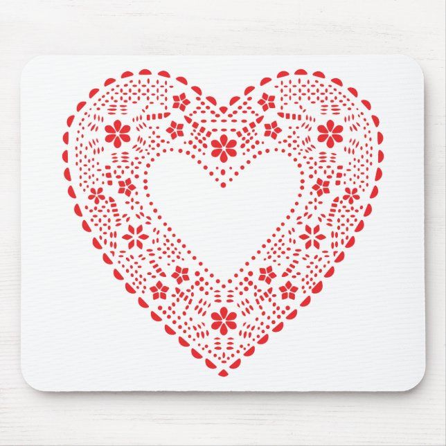 Red Lace Heart Mouse Pad (Front)