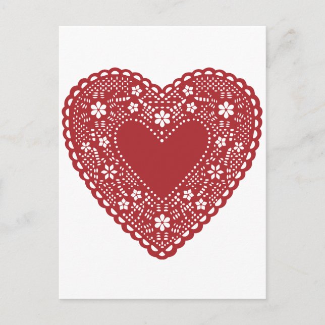Red Lace Heart Postcard (Front)
