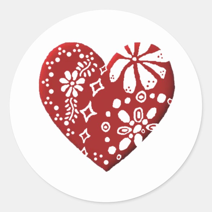 Red Lace Heart Stickers